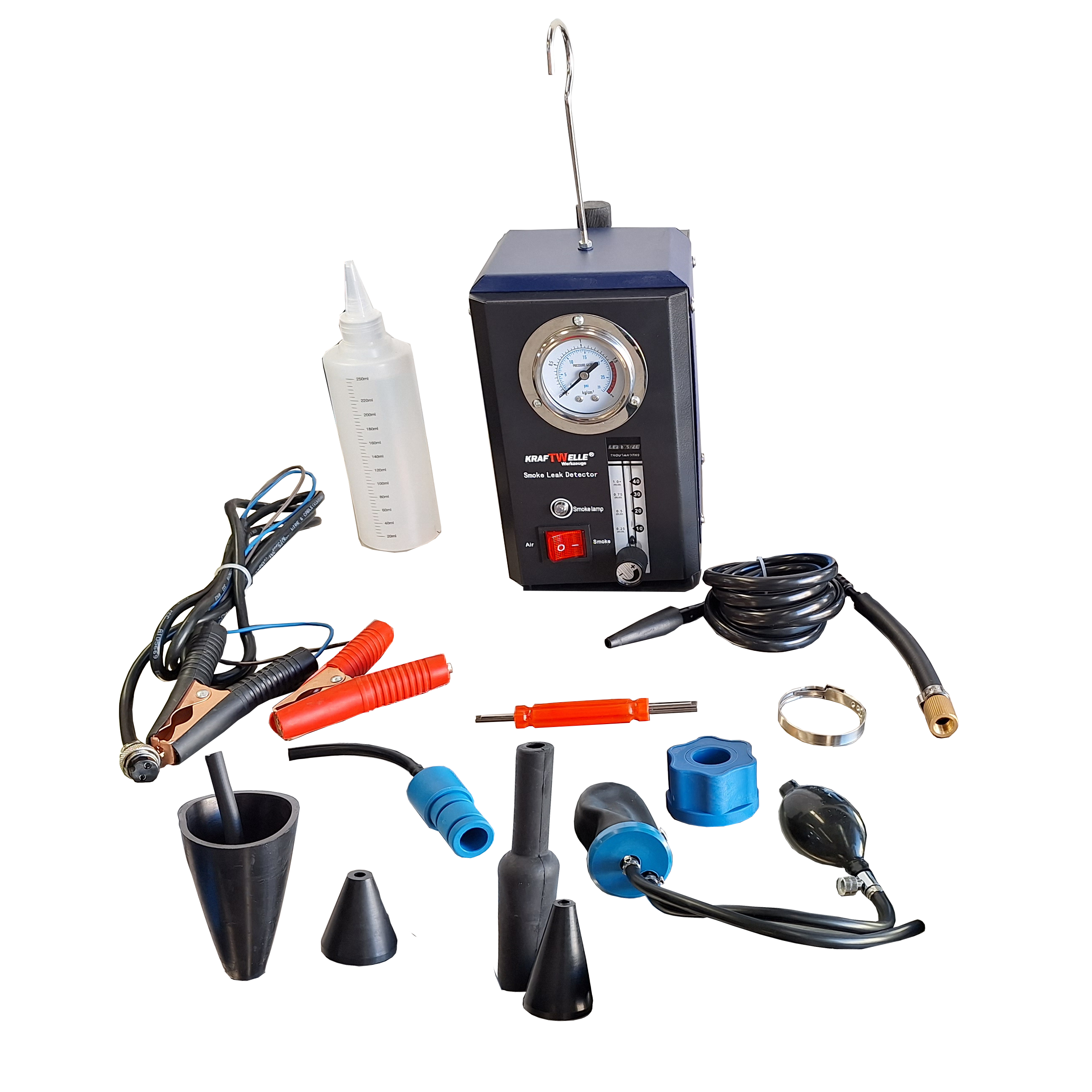 Detector de fugas en cualquier tipo de circuito cerrado (p. ej. refrigerante, combustible, escape, turbo...) Kraftwelle KW-R5123