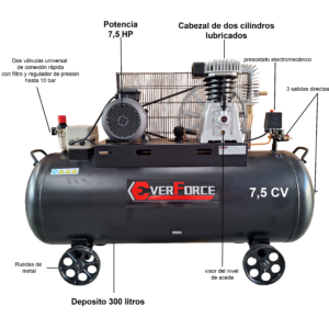 Compresor de Aire de 300 Litros y 7.5 HP Everforce – Potencia y Durabilidad