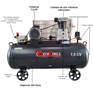 Compresor de Aire de 300 Litros y 7.5 HP Everforce – Potencia y Durabilidad