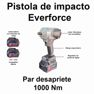 Pistola de impacto 1000 Nm doble batería Everforce