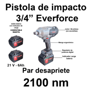 Pistola de Impacto Everforce de 3/4″ 2100nm